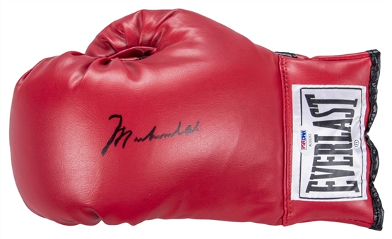 Muhammad Ali Autographed Red Everlast Boxing Glove (PSA/DNA)
